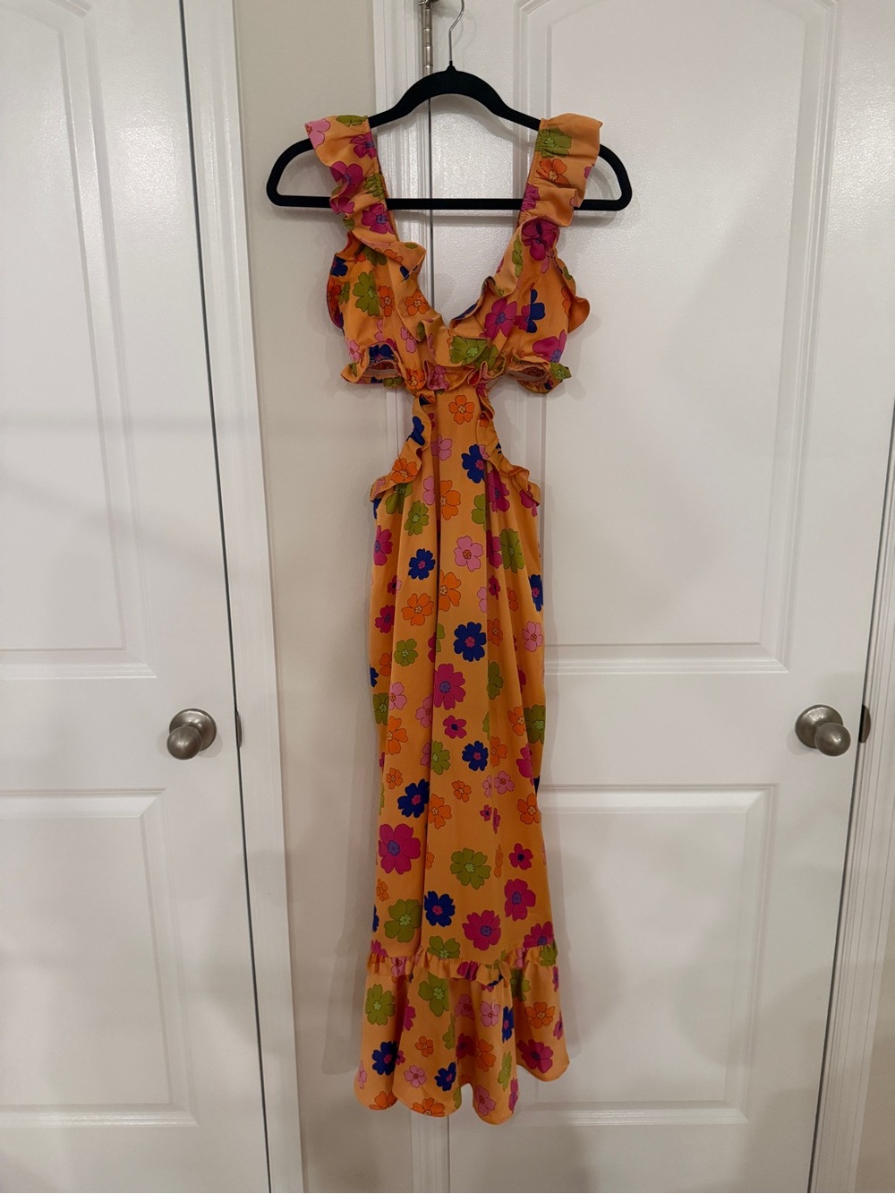 Show Me Your Mumu - Lane Midi Dress - Floral Orange Ruffle Midi - Picture 4 of 6